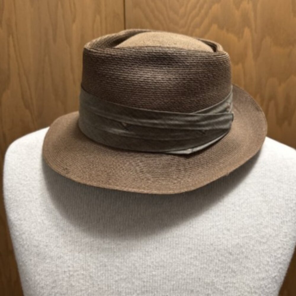 VTG 1950s 1960s Straw Panama Hat Fedora 7 5/8 Genuine Milan Imported Dalton